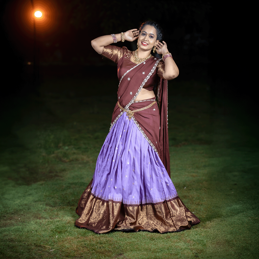 Purple Wine Traditional Half Saree view 2