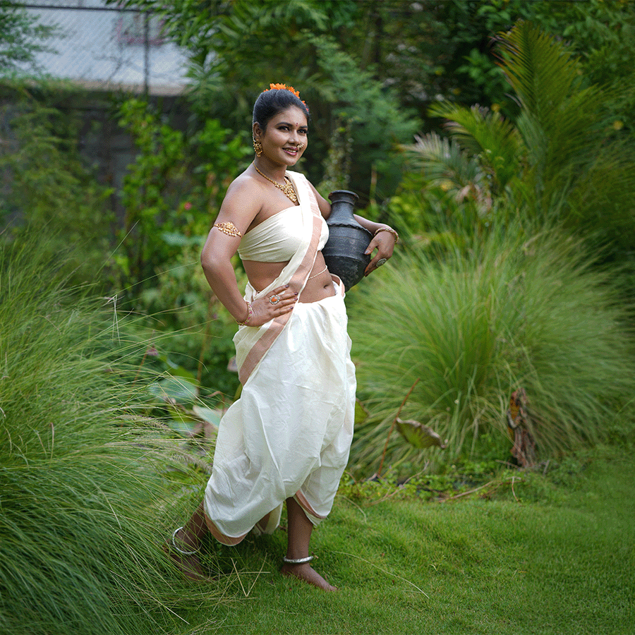 White Vintage Look Saree view 2