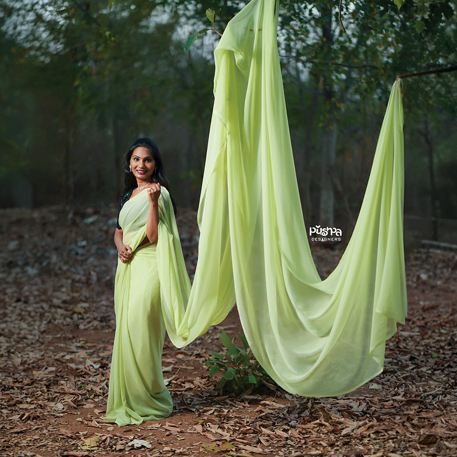 Light Green Long Saree — Pushpa Designers