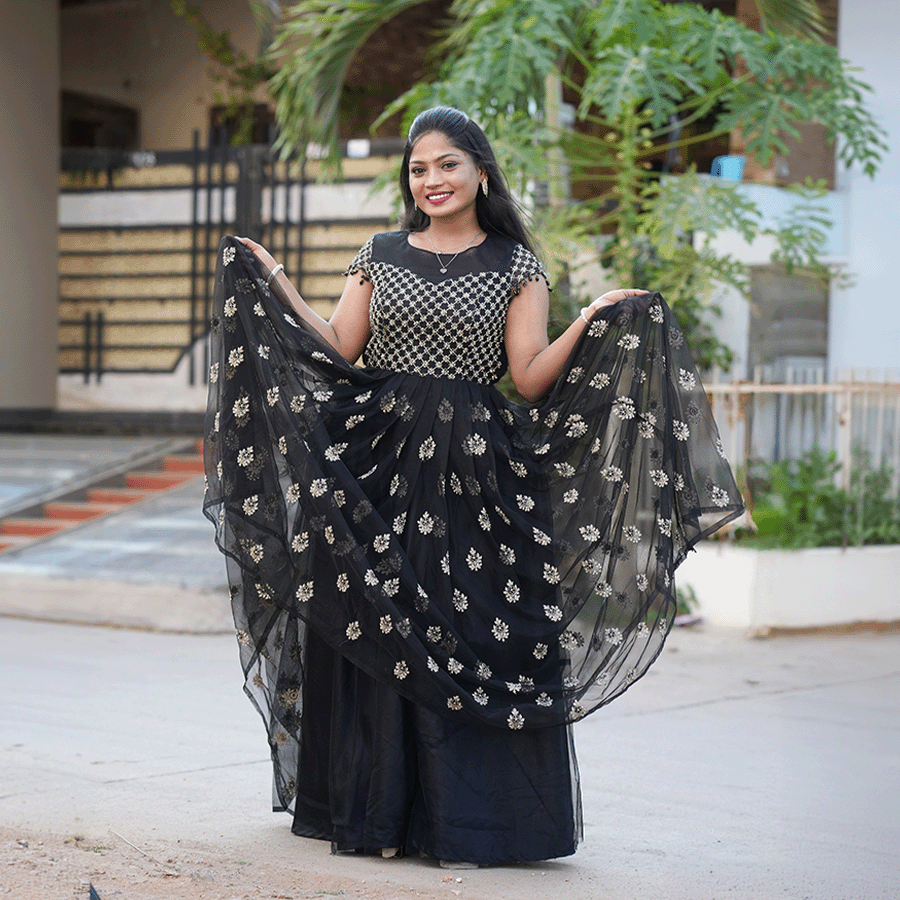 Black Party Ware Gown — Pushpa Designers