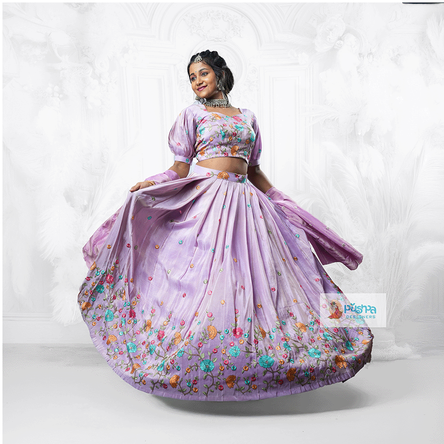 Lavender Floral Lehenga view 2