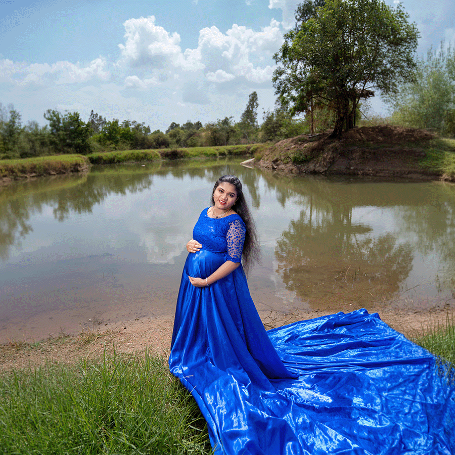 Royal Blue Two Tail Gown — Pushpa Designers