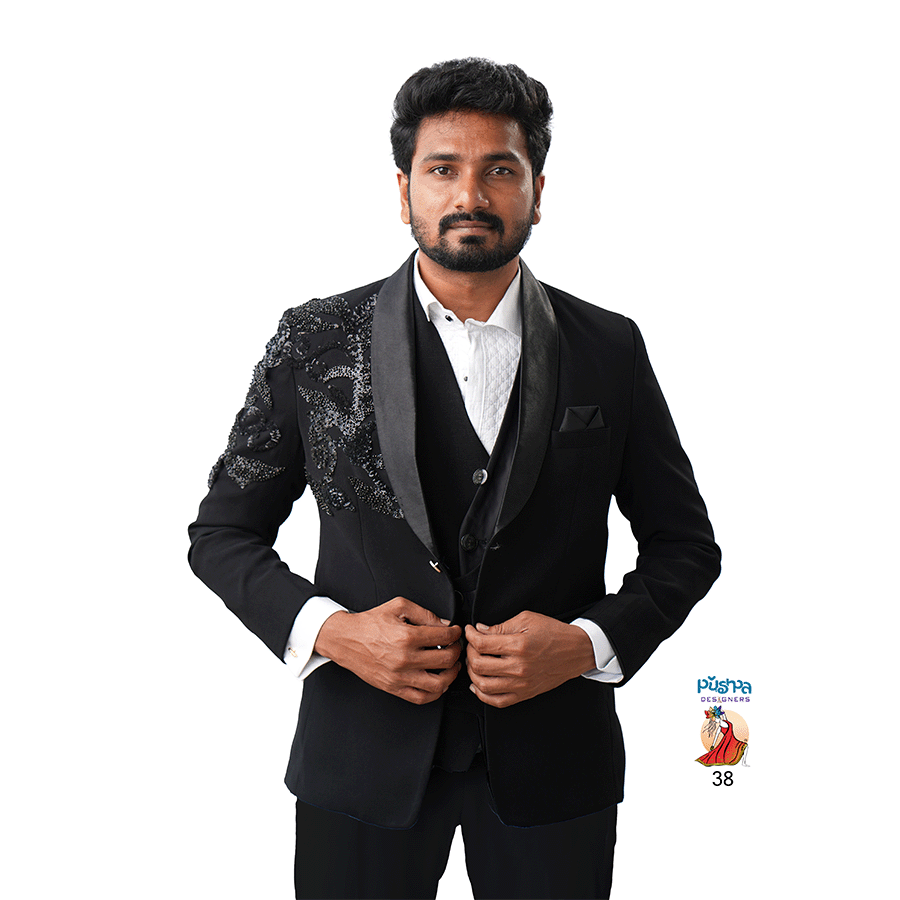 Black Designer suit view 2