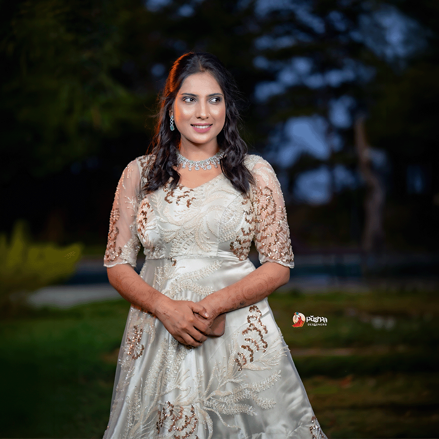 Cream Full Beats Party Ware Gown view 2