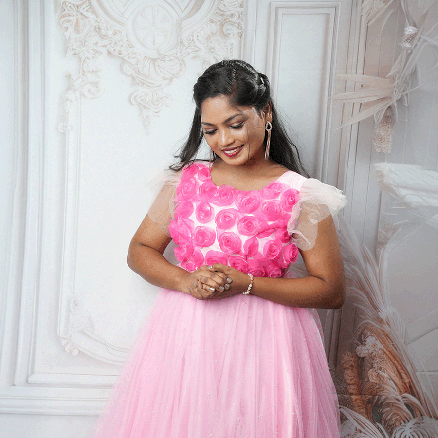 Light Pink Netted Ball Gown view 2
