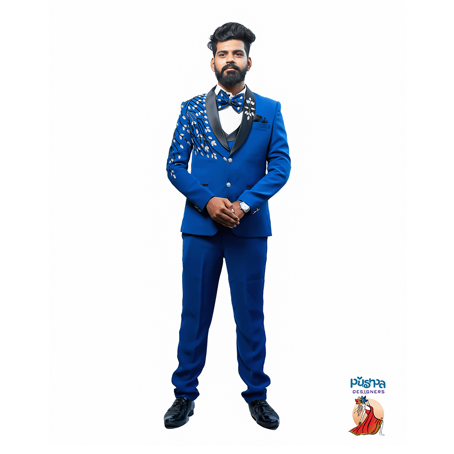 Teal Blue Designer Suit view 3