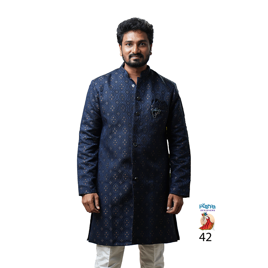 Navy Blue Designer Kurta — Pushpa Designers