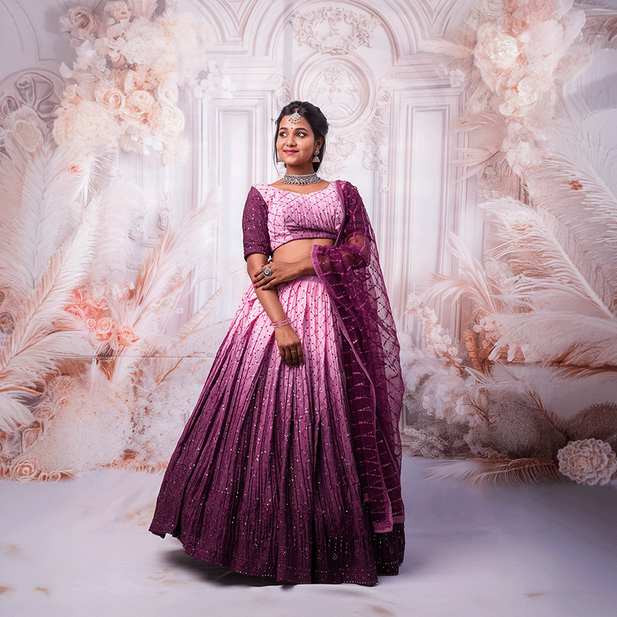 Elegant Ombre Plum Dual shade Lehenga view 2