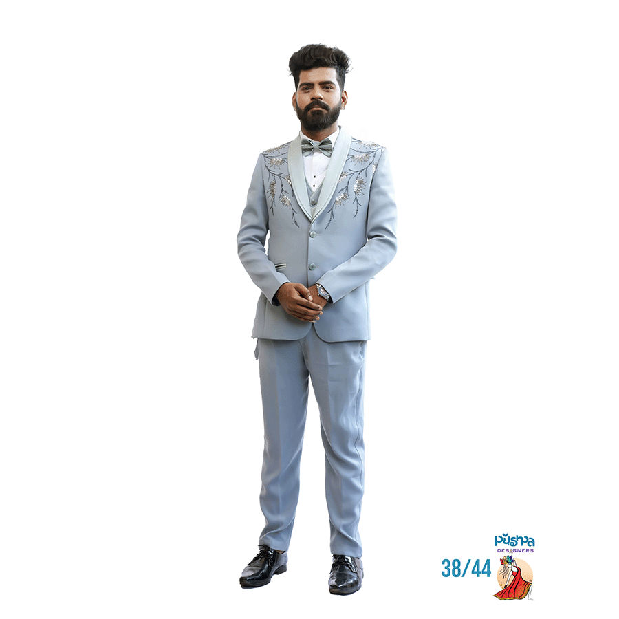 Light Grey Designer Suit — Pushpa Designers
