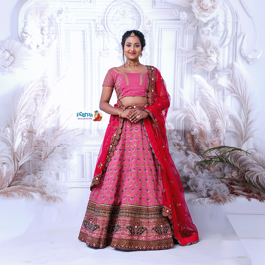 Pink Party ware Lehenga — Pushpa Designers