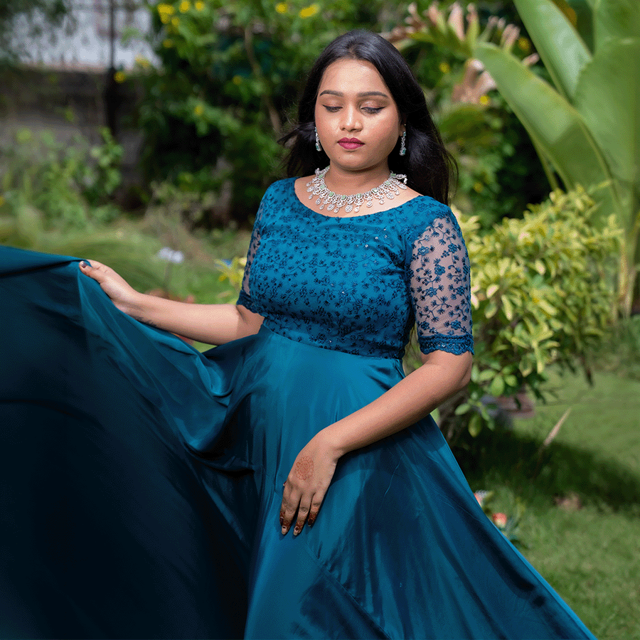 Bottle Green Two Tail Gown view 4