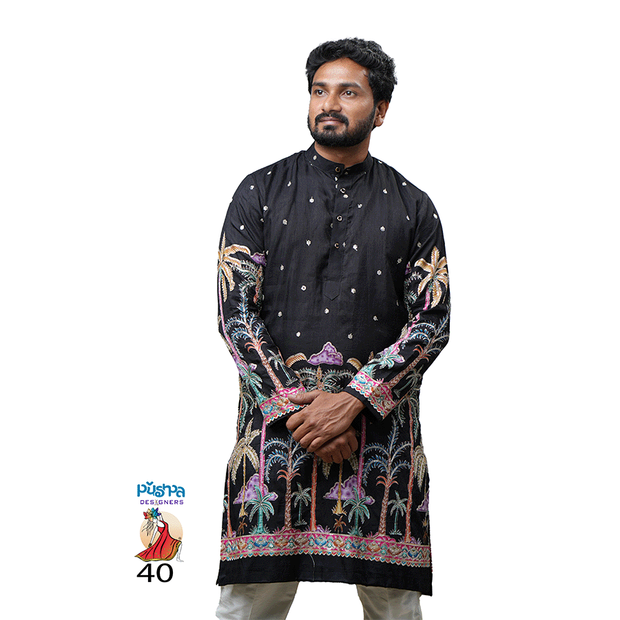 Black Floral Kurta view 2