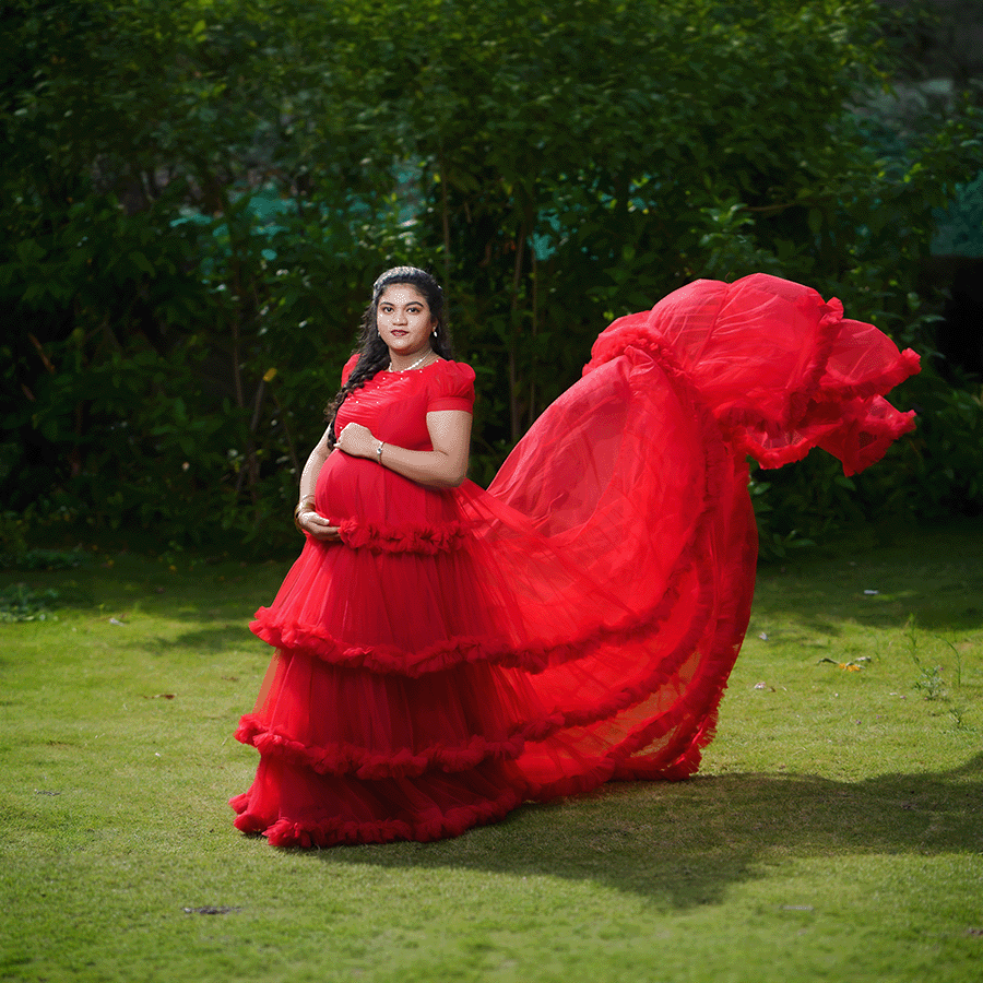 Red Frills Tail Gown view 2
