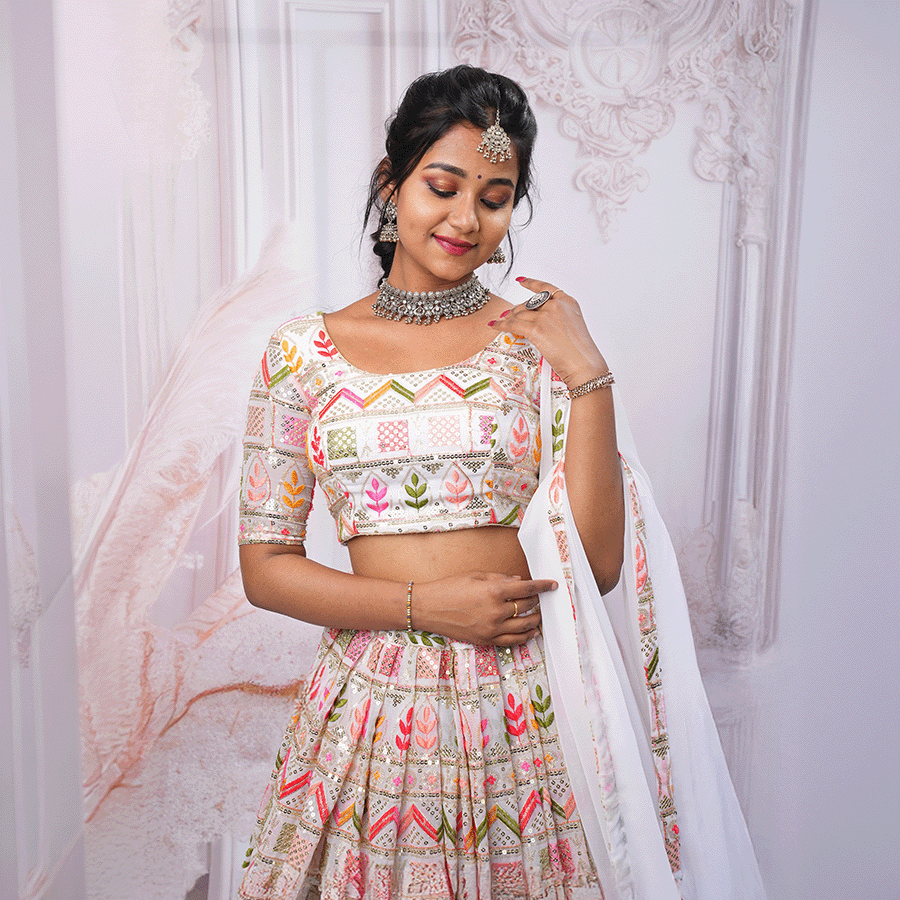 Multicolor Embroidered Lehenga view 2