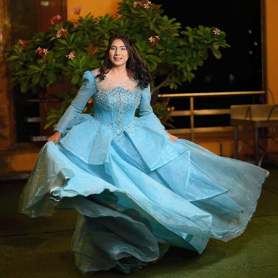 Sky Blue Heavy Ballgown view 4