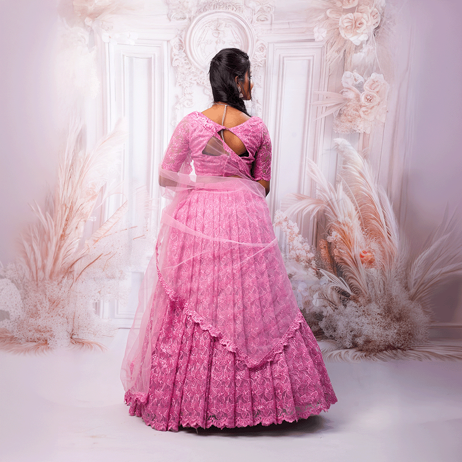 Pink Floral Lehenga view 2