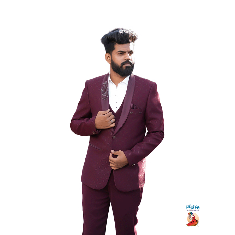 Maroon Designer Suit — Pushpa Designers