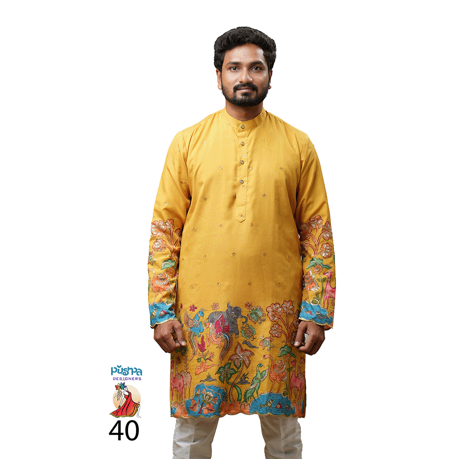 Mustard Yellow Floral Kurta view 2