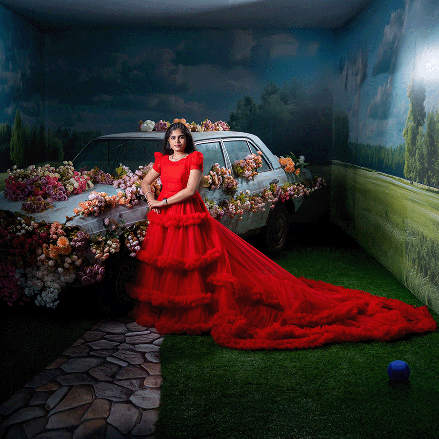 Red Frills Tail Gown view 4