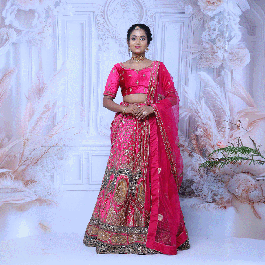 Red & Pink Shade Designer Lehenga view 2