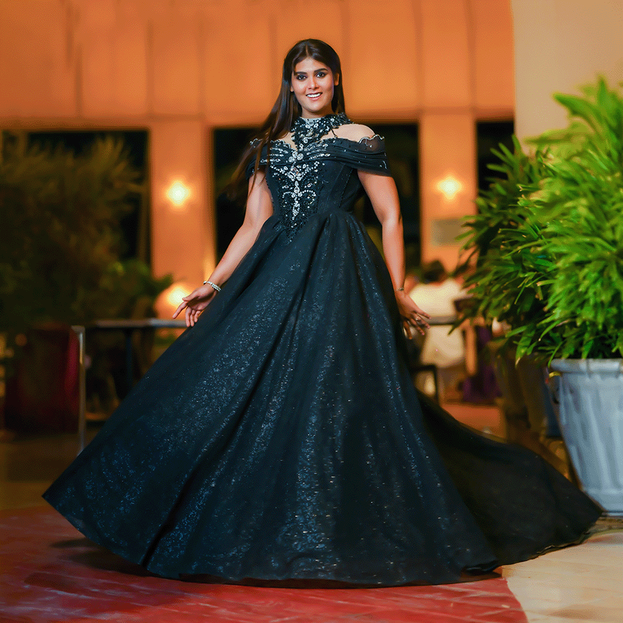 Black Heavy Ball Gown — Pushpa Designers