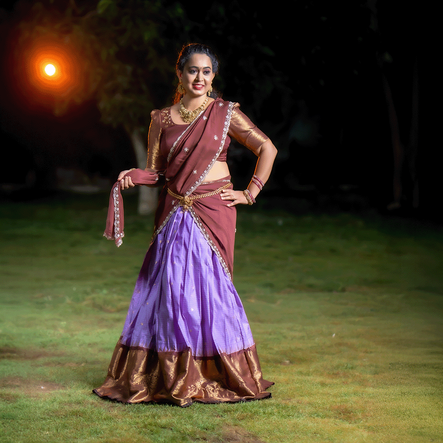 Purple Wine Traditional Half Saree view 3