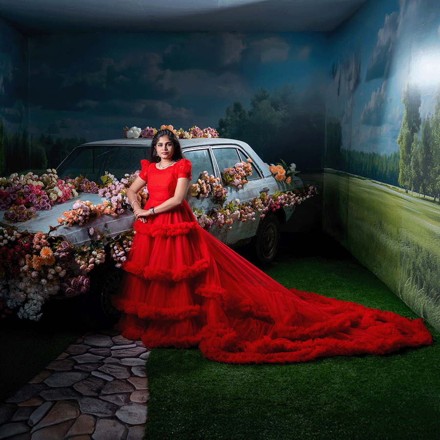 Red Frills Tail Gown view 6