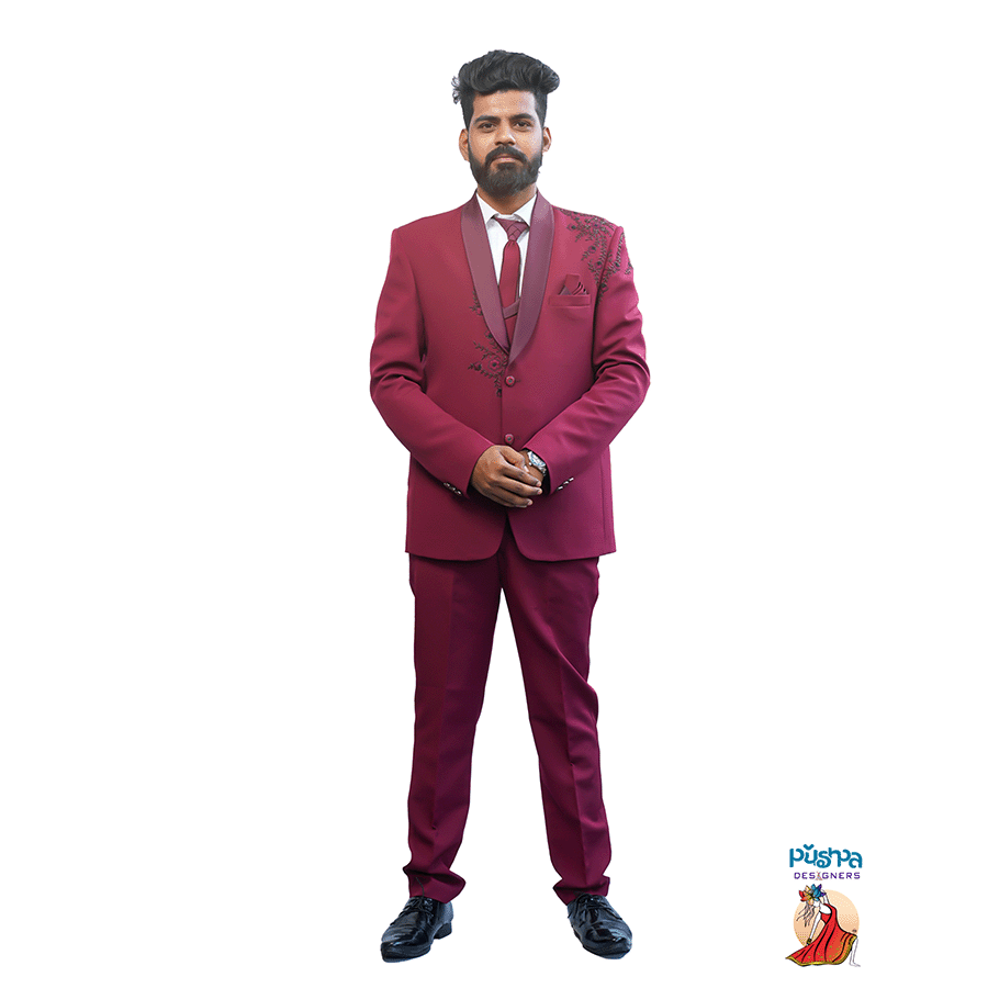 Maroon Designer Suit — Pushpa Designers