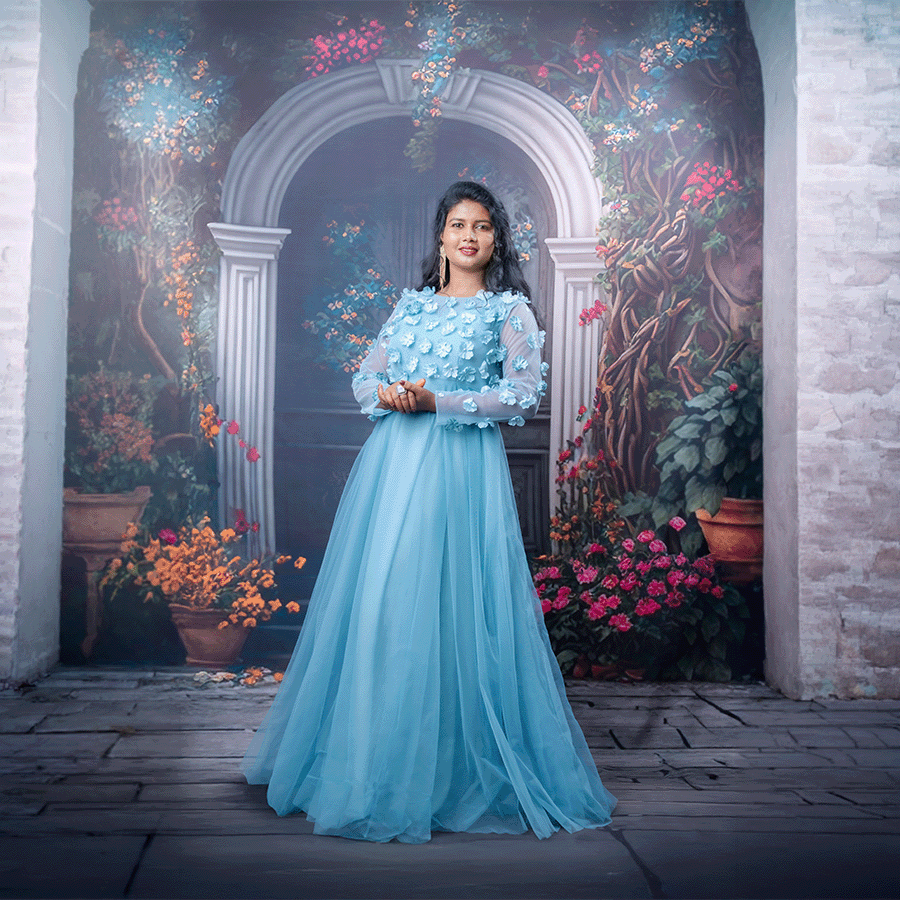 Sky Blue Simple Ball Gown view 2