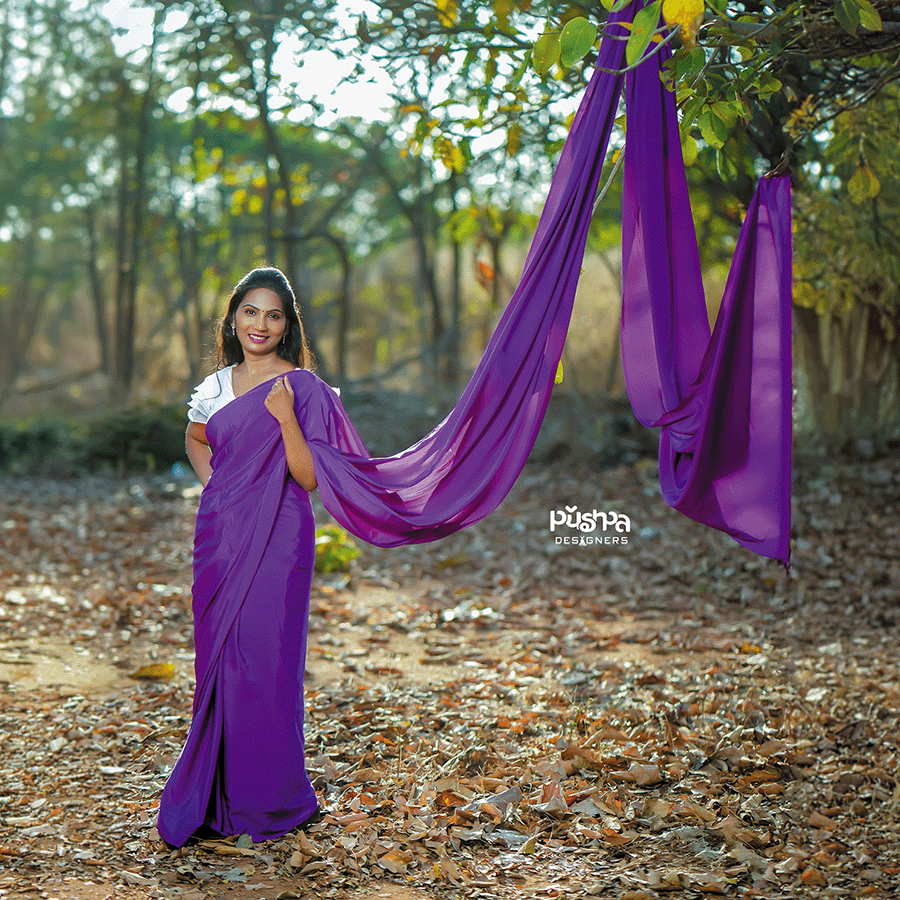 Violet Long Saree — Pushpa Designers
