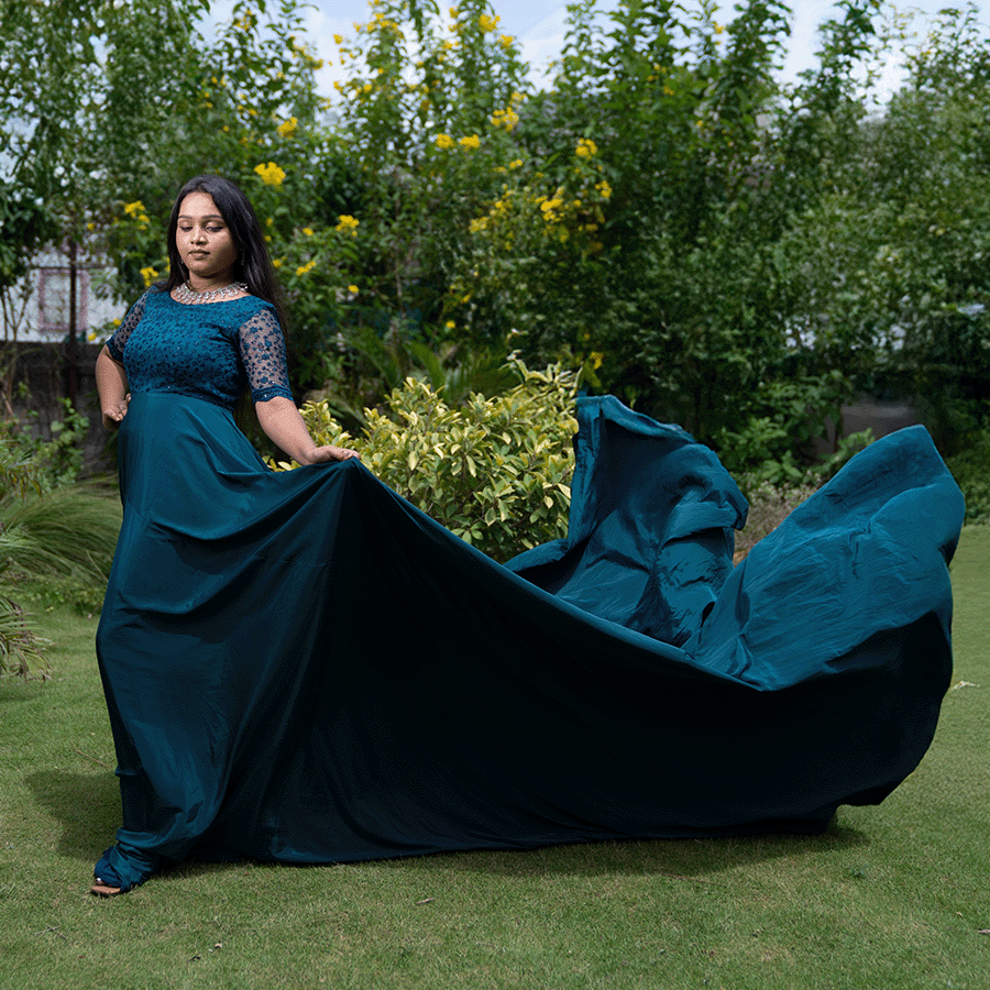 Bottle Green Two Tail Gown view 3