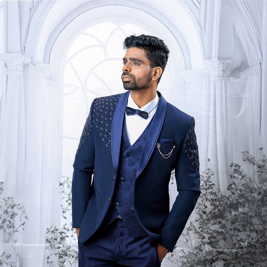 Navy Blue designer Suit view 2