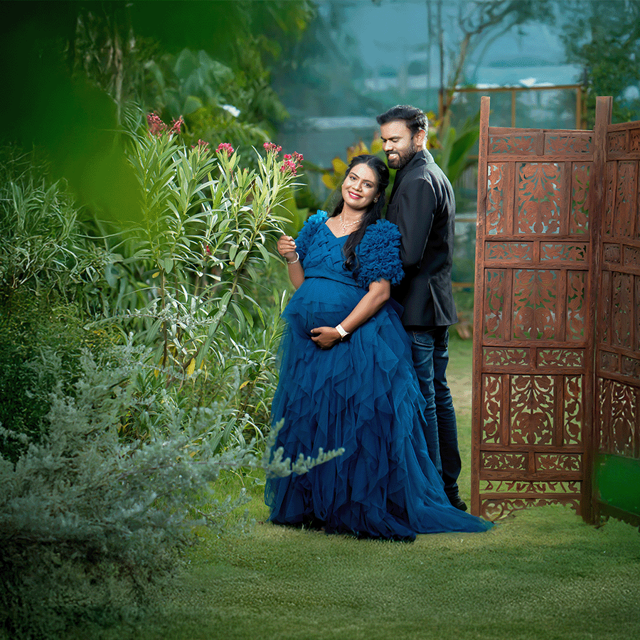 Peacock Blue Ball Gown — Pushpa Designers