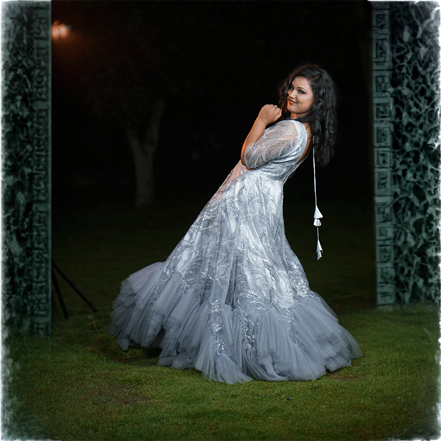Gray Designer Ball Gown view 3