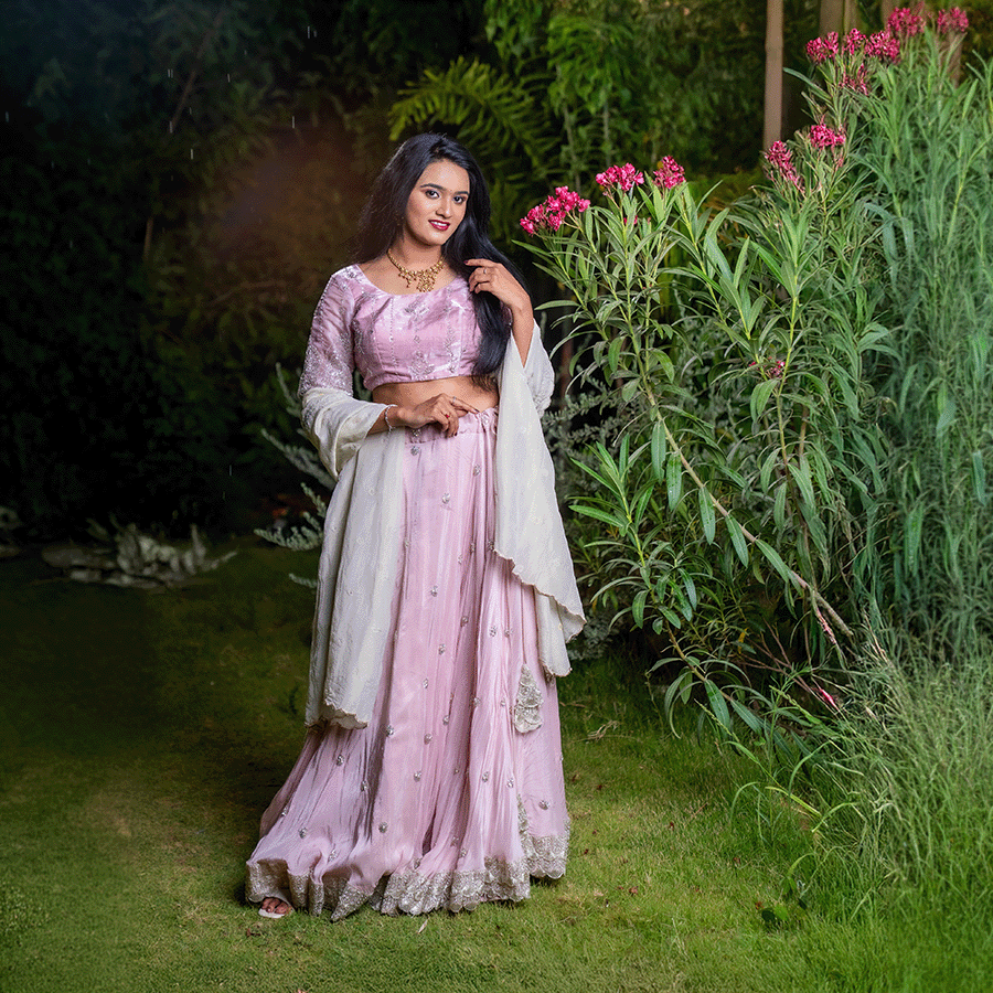 Baby Pink Beats Lehenga — Pushpa Designers