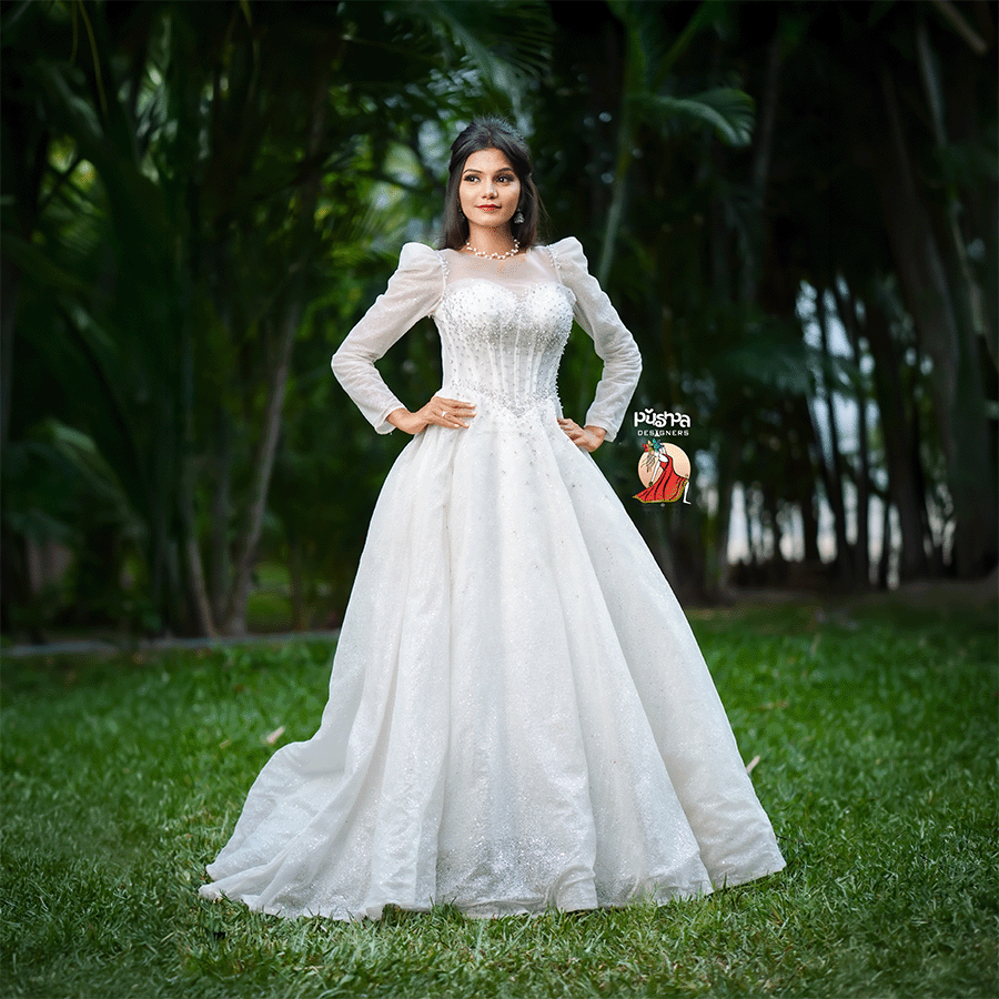 White Christian Gown — Pushpa Designers