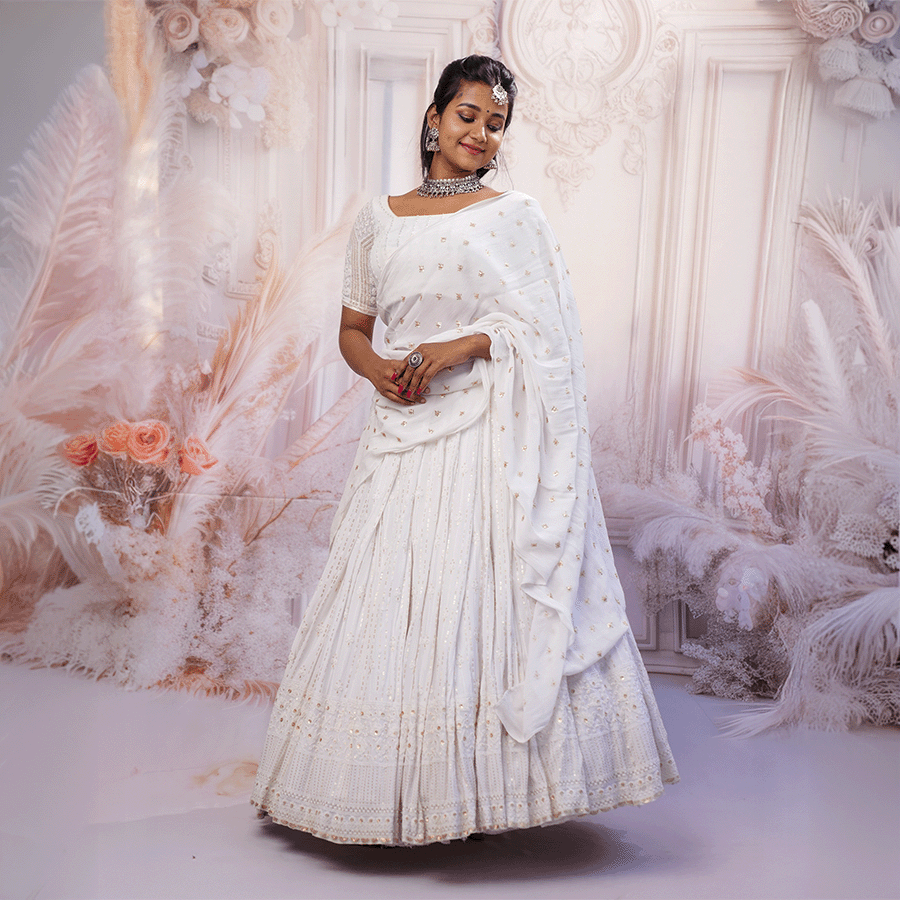 White Gadget Lehenga view 2