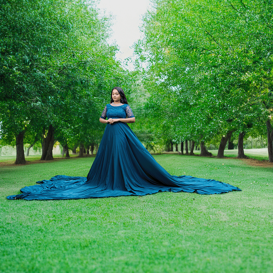 Bottle Green Two Tail Gown view 2