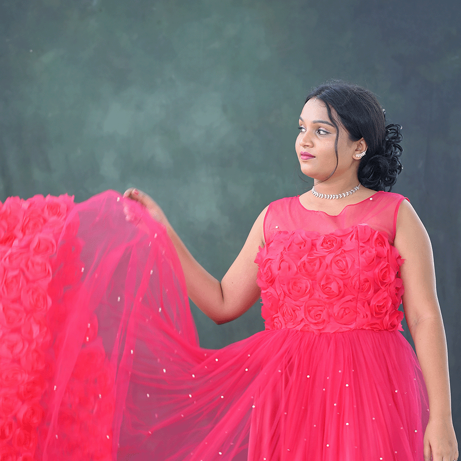 Pink Netted Ball Gown view 4