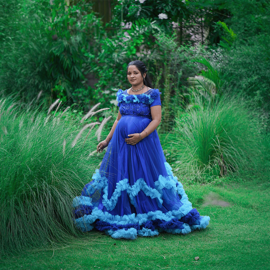 Royal Blue Frills Gown view 2