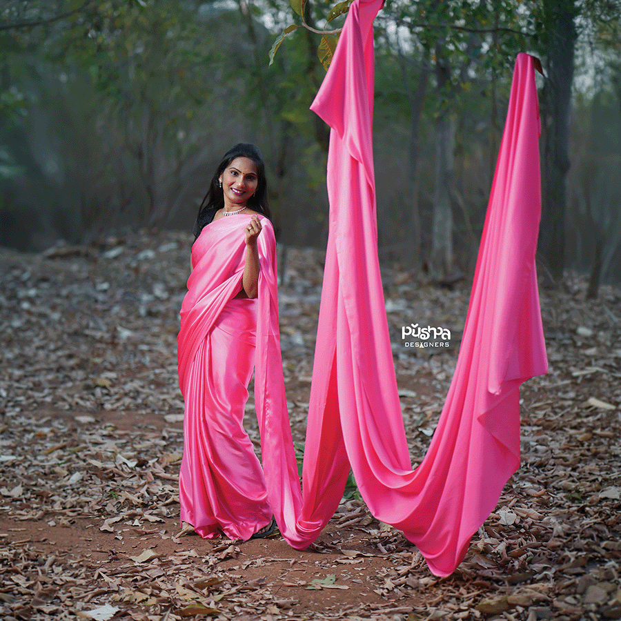 Rani Pink Long Saree — Pushpa Designers