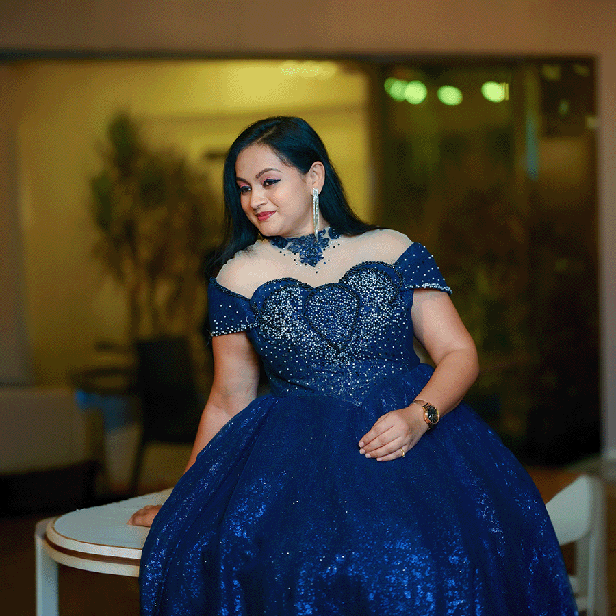 Navy blue designer Heavy Gown — Pushpa Designers