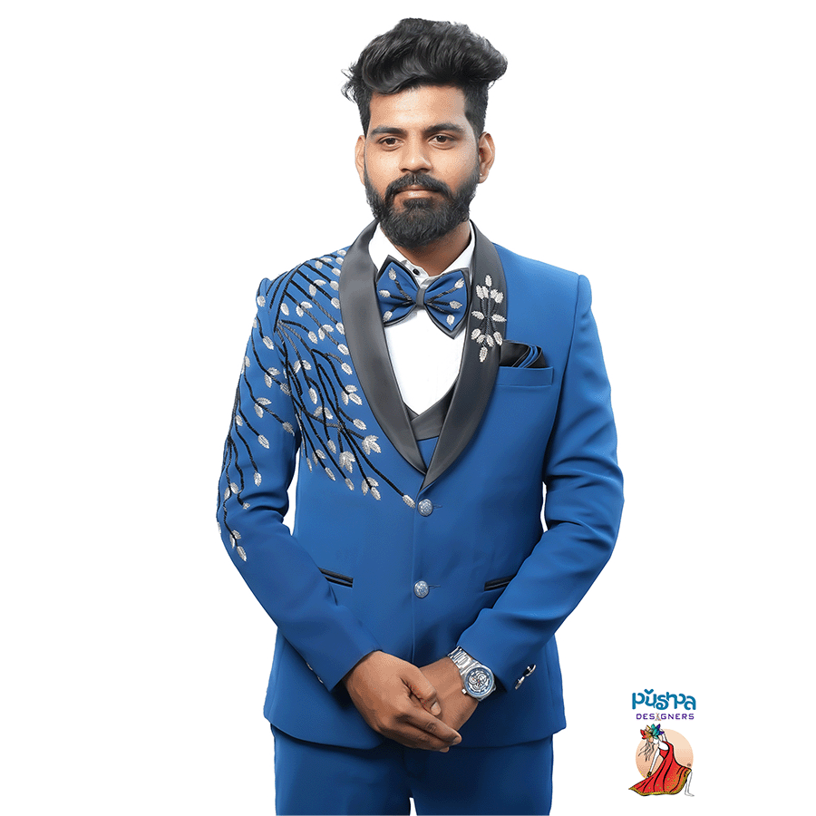Teal Blue Designer Suit — Pushpa Designers