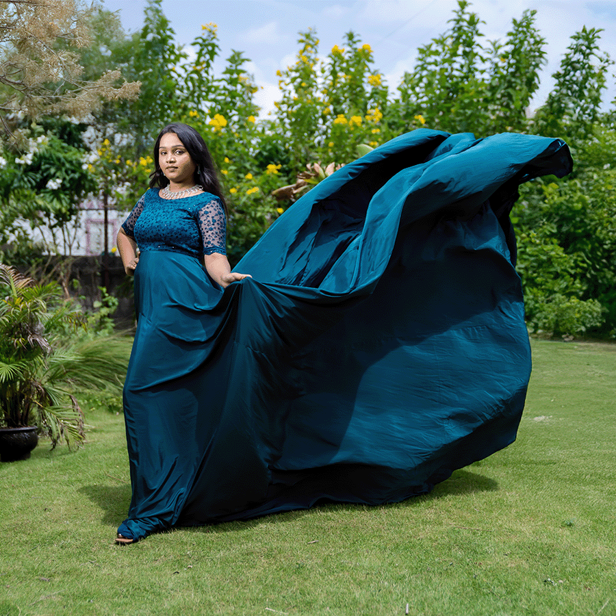 Bottle Green Two Tail Gown view 5